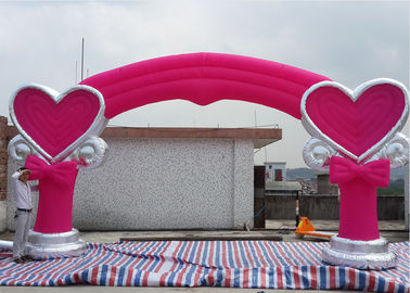 Pink 210D Oxford Fabric Inflatable Arches With Lovely Model For Wedding