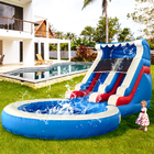 Commerciale Cortile Salto Bouncer Tropico scivolo d'acqua Combo Bounce House scivolo gonfiabile con piscina